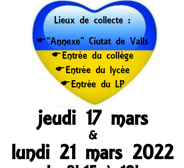 Lycée Comte de Foix et Creu Roja Andorrana s’associent pour venir en aide au peuple Ukrainien